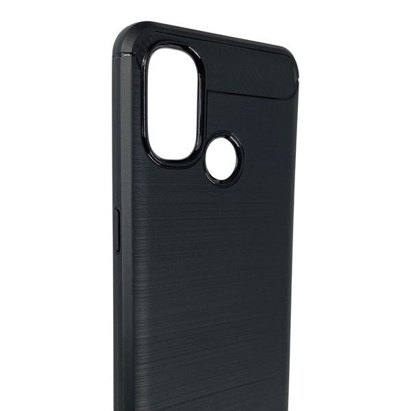 Чохол для телефона OnePlus Nord N100 карбоновий протиударний з високими бортами чорний 0052011 фото