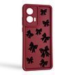 Чехол силиконовый Soft Touch с 3D принтом Большие бантики для TECNO Spark 10C (KI5m) бордовый (Полная защита камеры)