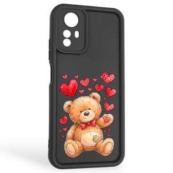 Чохол силіконовий оригінальний Soft Touch з 3D принтом милий ведмедик для Xiaomi Redmi Note 12s 4G чорний (Повний захист камери) 0043826 фото