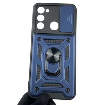 Чохол для Tecno Spark 8С (KG5k) броньований з кільцем-тримачем підставкою зі шторкою на техно спарк 8с темно-синій rg1 0015838 фото