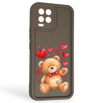 Чехол силиконовый Soft Touch с 3D принтом милый мишка для Realme 8 Pro коричневый (Полная защита камеры) 0044923 фото