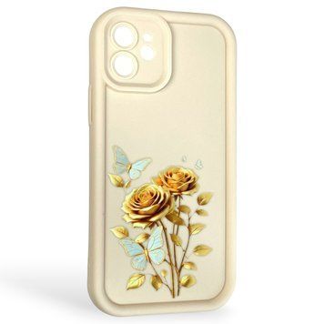 Чехол силиконовый Soft Touch с 3D принтом женским для Apple iPhone 12 молочный (Полная защита камеры) 0042456 фото