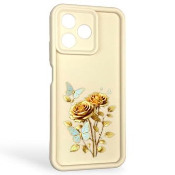 Чехол силиконовый Soft Touch с 3D принтом женским для Realme C53 молочный (Полная защита камеры) 0042581 фото