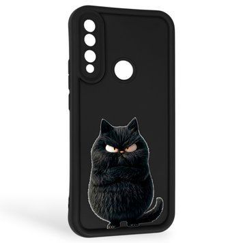 Чехол силиконовый Soft Touch с 3D принтом злой котик для Huawei P Smart Z черный (Полная защита камеры) 0046926 фото