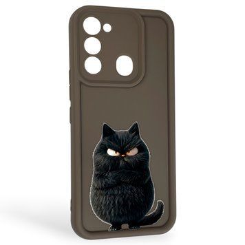 Чохол силіконовий Soft Touch з 3D принтом злого кота для TECNO Spark 8C (KG5k) коричневий (Повний захист камери) 0047031 фото