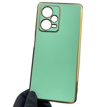 Чехол для Xiaomi Redmi Note 12 Pro Plus 5G с золотой окантовкой защитой камеры редми нот 12 про плюс бирюзовый 0000055 фото