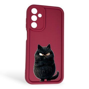 Чохол силіконовий Soft Touch з 3D принтом злого кота для Samsung Galaxy A15 (SM-A155M) бордовий (Повний захист камери) 0046981 фото