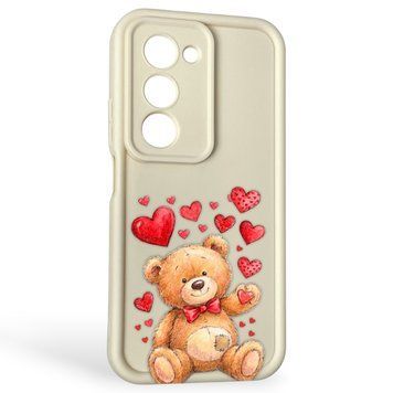 Чохол силіконовий Soft Touch з 3D принтом милий ведмедик для Xiaomi Redmi 15 5G Global молочний (Повний захист камери) 0044848 фото