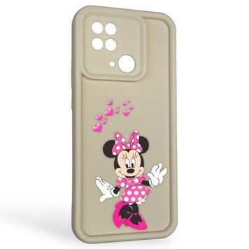 Чехол силиконовый оригинальный Soft Touch с 3D принтом волшебной минни маус для Xiaomi Redmi 10C молочный (Полная защита камеры) 0049931 фото