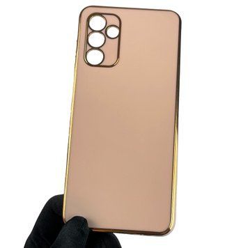 Чехол для Samsung Galaxy A04s SM-A047F глянцевый с золотой окантовкой защитой камеры на самсунг а04с пудровый 0000005 фото