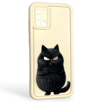 Чехол силиконовый оригинальный Soft Touch с 3D принтом злой котик для Samsung Galaxy A31 (SM-A315F) молочный (Полная защита камеры) 0046472 фото