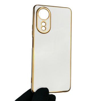Чехол для OPPO A58 4G с защитой камеры с золотой окантовкой на оппо а58 белый gs1 0019581 фото