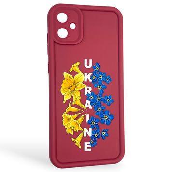 Чехол силиконовый Soft Touch с 3D принтом для Samsung Galaxy A05 (SM-A055) бордовый (Полная защита камеры) 0041852 фото