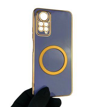 Чохол для Xiaomi Redmi Note 11 Pro 4G з кільцем MagSafe із золотою окантовкою на сяомі редмі нот 11 про синій gs1 0022612 фото