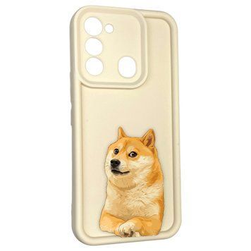 Чехол силиконовый оригинальный Soft Touch с 3D принтом мема сибу для TECNO Spark Go 2022 (KG5m) молочный (Полная защита камеры) 0047659 фото