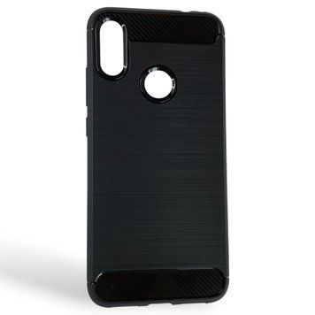 Чехол для телефона Xiaomi Redmi Note 7 карбоновый противоударный с высокими бортами черный 0052395 фото