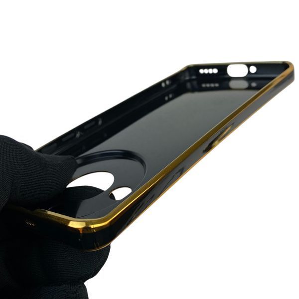 Чехол для Realme 11 Pro Plus 5G с кольцом-подставкой с золотой окантовкой на реалми 11 про плюс черный gs1 0021018 фото