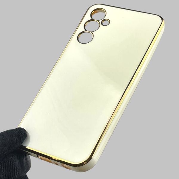 Чохол для Samsung Galaxy M34 5G (SM-M346) жіночий із золотою окантовкою із захистом камери на самсунг м34 5г білий 0012207 фото