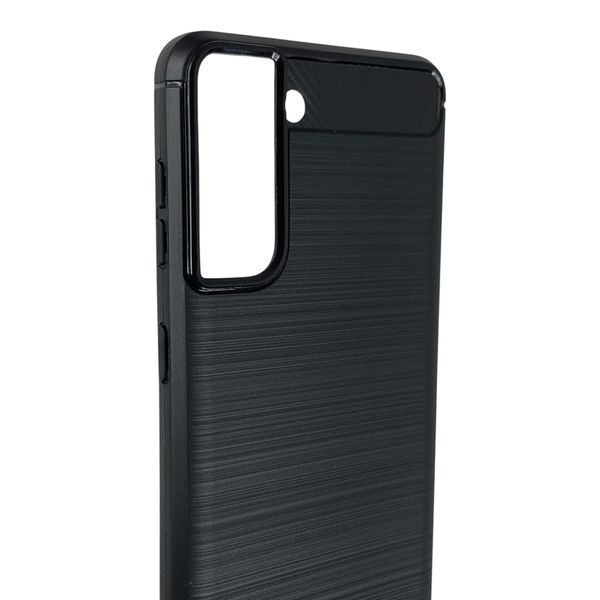 Чохол для телефона Samsung Galaxy S21 5G (SM-G991U) карбоновий протиударний з високими бортами чорний 0052224 фото