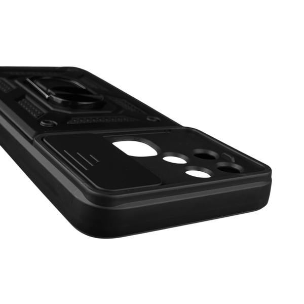 Чехол для Infinix Smart 6 X6511 бронированный с кольцом со шторкой на инфиникс смарт 6 чёрный rg1 0015619 фото