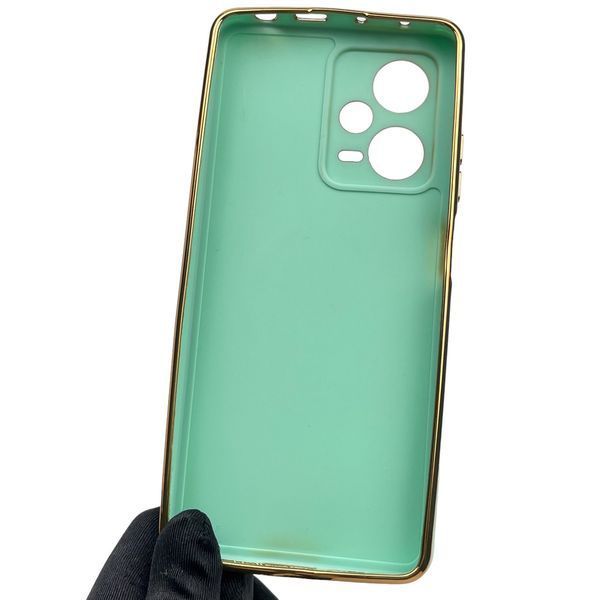 Чохол для Xiaomi Redmi Note 12 Pro Plus 5G глянсовий із золотою окантовкою захистом сяомі редмі нот 12 про плюс бірюзовий 0000055 фото