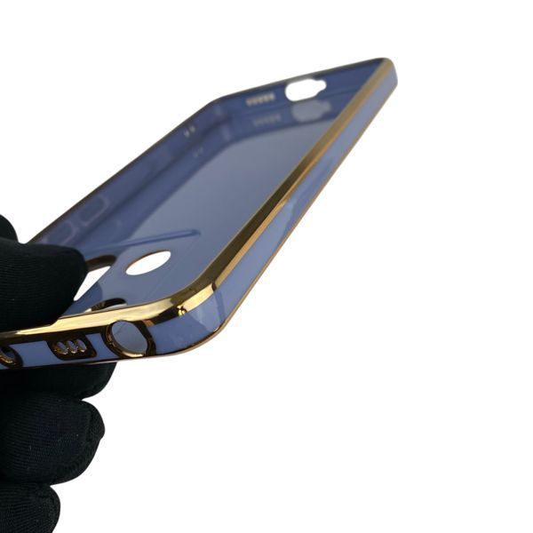 Чохол для Xiaomi POCO X6 глянцевий з кільцем MagSafe із золотою окантовкою на сяомі поко х6 синій gs1 0022121 фото