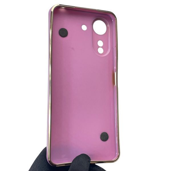 Чохол для телефона Xiaomi POCO C65 жіночій із ремінцем з прикрасами та золотою окантовкою на сяомі поко с65 чорничний gs1 0016355 фото