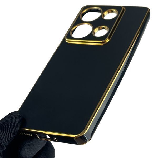 Чохол для Xiaomi Redmi Note 13 Pro 4G глянсовий із золотою окантовкою із захистом камери на сяомі редмі нот 13 0008400 фото