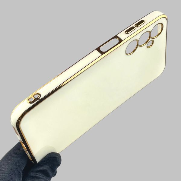 Чохол для Samsung Galaxy M34 5G (SM-M346) жіночий із золотою окантовкою із захистом камери на самсунг м34 5г білий 0012207 фото