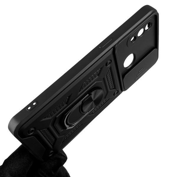 Чохол Samsung Galaxy A10s (SM-A107F) броньований з кільцем зі шторкою на камеру на самсунг а10с чорний 0008299 фото