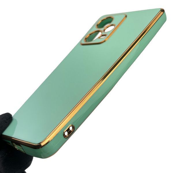 Чохол для Xiaomi Redmi Note 12 Pro Plus 5G глянсовий із золотою окантовкою захистом сяомі редмі нот 12 про плюс бірюзовий 0000055 фото