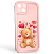 Чохол силіконовий оригінальний Soft Touch з 3D принтом милий ведмедик для Apple iPhone 13 рожевий (Повний захист камери) 0043203 фото 1