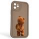 Чехол силиконовый оригинальный Soft Touch с 3D принтом смешного теда мишки для Apple iPhone 12 коричневый (Полная защита камеры) 0048393 фото 1
