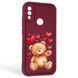Чехол силиконовый Soft Touch с 3D принтом милый мишка для Xiaomi Redmi Note 7 бордовый (Полная защита камеры) 0044868 фото 1