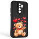 Чехол силиконовый оригинальный Soft Touch с 3D принтом милый мишка для Xiaomi Redmi Note 8 Pro черный (Полная защита камеры) 0043888 фото 1