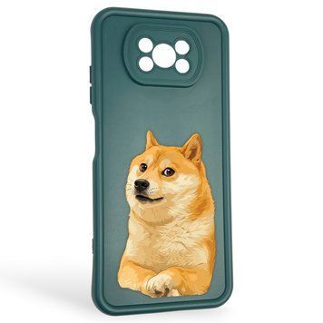 Чехол силиконовый оригинальный Soft Touch с 3D принтом мема сибу для Xiaomi Poco X3 темно-зеленый (Полная защита камеры) 0047710 фото