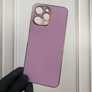 Чехол для Xiaomi Redmi 12 глянцевый с золотой окантовкой с защитой камеры на сяоми редми 12 сиреневый 0000106 фото