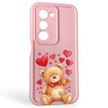 Чохол силіконовий Soft Touch з 3D принтом милий ведмедик для Xiaomi Redmi 15 5G Global рожевий (Повний захист камери) 0044849 фото