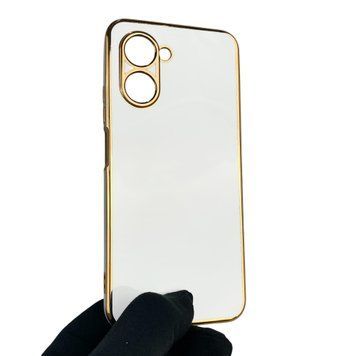 Чехол для Realme C33 с защитой камеры с золотой окантовкой на реалми с33 белый gs1 0019636 фото