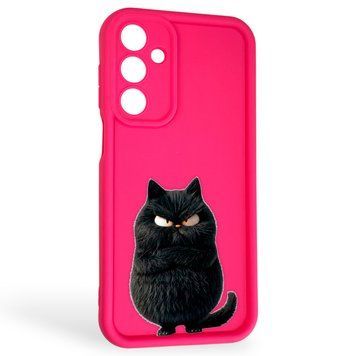 Чехол силиконовый Soft Touch с 3D принтом злой котик для Samsung Galaxy A16 (SM-A165) малиновый (Полная защита камеры) 0046982 фото