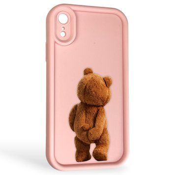 Чехол силиконовый Soft Touch с 3D принтом смешного теда мишки для Apple iPhone Xr розовый (Полная защита камеры) 0049369 фото