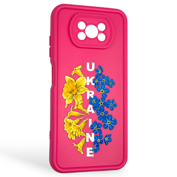 Чехол силиконовый Soft Touch с 3D принтом для Xiaomi Poco X3 малиновый (Полная защита камеры) 0042123 фото