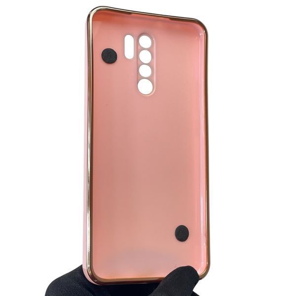 Чехол для телефона Xiaomi Redmi 9 женский с ремешком и украшениями и золотой окантовкой на сяоми редми 9 пудровый gs1 0016257 фото