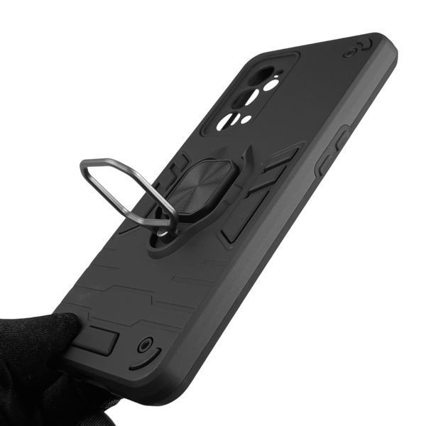 Чехол для телефона OnePlus 9RT бронированный с магнитным кольцом-держателем на ванплас 9рт чёрный 0025660 фото