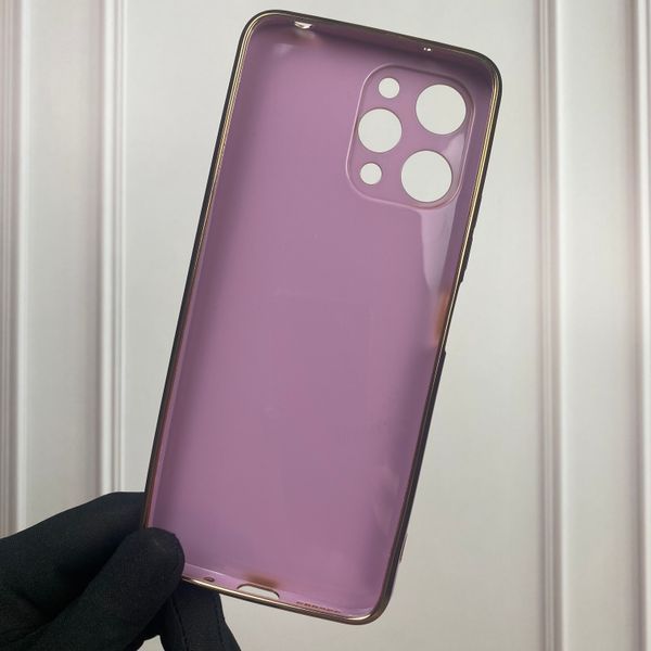 Чохол для Xiaomi Redmi 12 глянсовий із золотою окантовкою із захистом камери на сяомі редмі 12 бузковий 0000106 фото