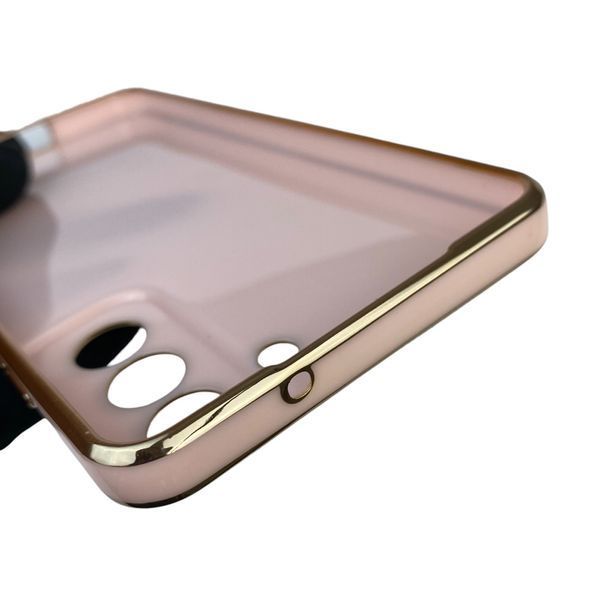Чохол для Samsung Galaxy S21 FE (SM-G990B) з кільцем MagSafe із золотою окантовкою на самсунг с21 фе пудровий gs1 0022443 фото