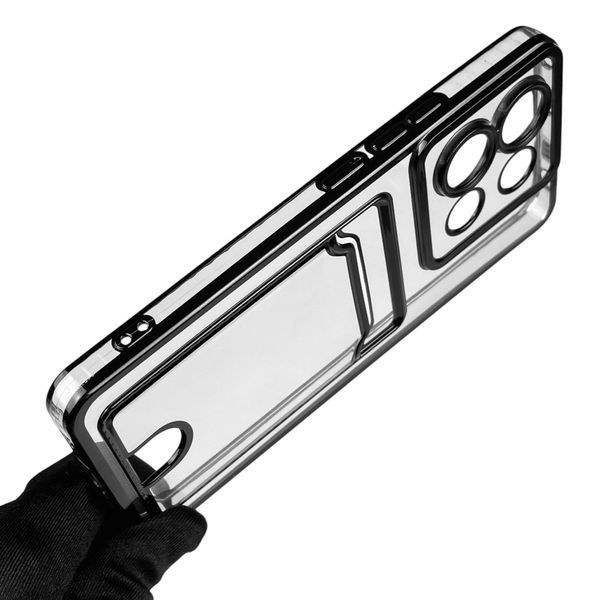 Чохол для Xiaomi POCO X6 із чорною окантовкою з кишенькою для карток на сяомі поко х6 чорний 0013251 фото