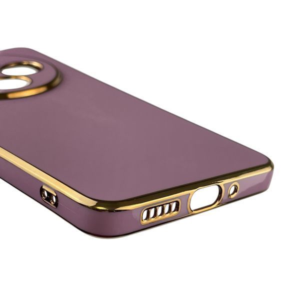 Чехол для Xiaomi Redmi 14C женский с золотой окантовкой с защитой камеры на сяоми редми 14с черничный 0013266 фото