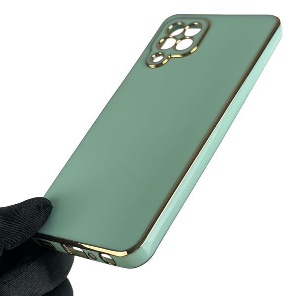 Чехол для Samsung Galaxy M22 4G (SM-M225F) с золотой окантовкой с защитой камеры на самсунг м22 бирюзовый 0008290 фото