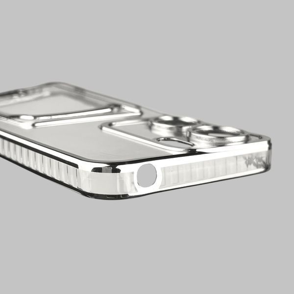 Чохол для Xiaomi Redmi 13C зі срібною окантовкою з кишенькою для карток на сяомі редмі 13с срібний 0013132 фото